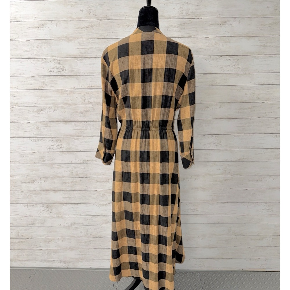 Calvin Klein Buffalo Check Surplice Midi Dress - Picture 6 of 8